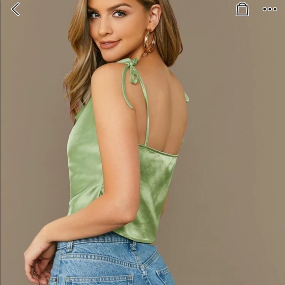 green satin top from shein - Picture 2 of 2